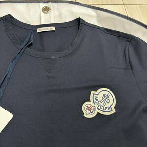 【美品】【最安値】MONCLERモンクレール ダブルワッペン 半袖Tシャツ ネイビー XLの画像3