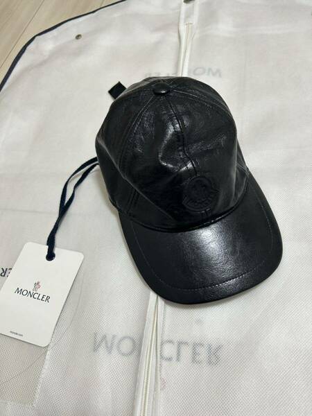 【未使用】【レア】MONCLER モンクレール　フェイクレザー　キャップ　ベルト　黒