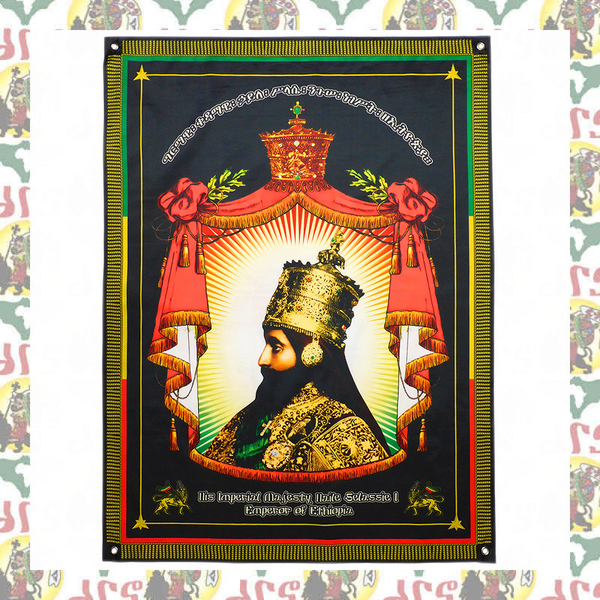 【drs】ラスタ旗　Royal Coronation 126cm x 95cm 壁飾り レゲエ フラッグ ライオン ラスタ JAH ETHIOPIA MOA AMBESSA