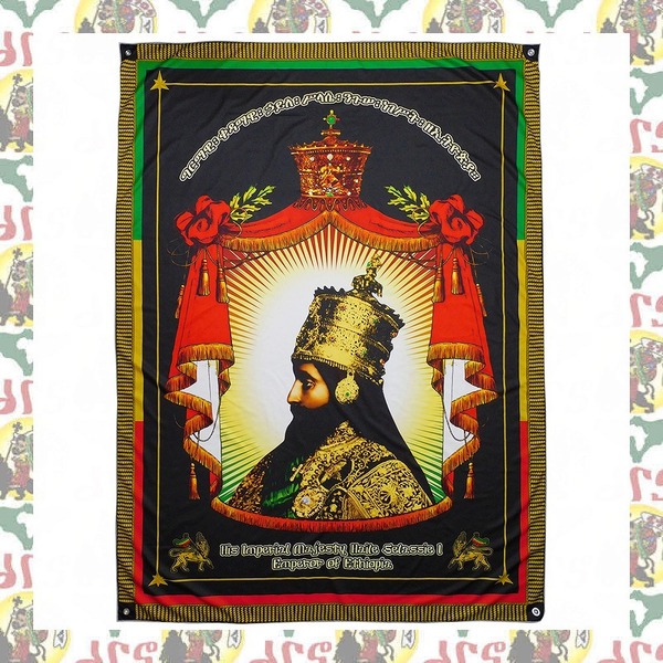 【drs】ラスタ旗　Royal Coronation 200cm x 150cm 壁飾り レゲエ フラッグ ライオン ラスタ JAH ETHIOPIA MOA AMBESSA