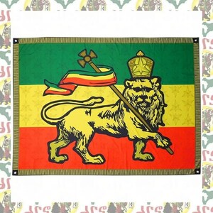 【drs】ラスタ旗　The Lion of of Judah 200cm x 150cm 壁飾り レゲエ フラッグ ライオン ラスタ JAH ETHIOPIA MOA AMBESSA