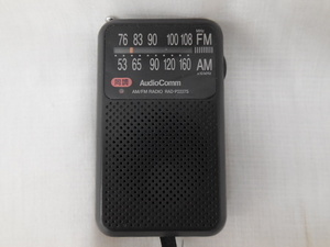 ◆ＡＭ／ＦＭポケットラジオ（ワイドＦＭ対応！…76～108MHz） 薄型・軽量 高感度　携帯ラジオ　ブラック オーム電機 RAD-P2227S-K