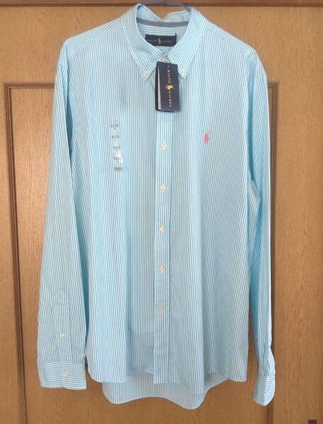 POLOラルフローレン Ralph Laurenタグ付き新品長袖ボタンダウンシャツ 入社式入園入学式 爽やかストライプ大きいサイズ