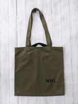 MHL./エムエイチエル/マーガレットハウエル/WASHED WAXED COTTON TOTE BAG/ワックスドコットン ロゴトートバッグ_画像1