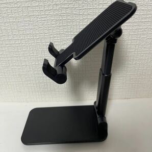 スマホスタンド 卓上軽量 滑り止め 高さ 角度調整可能折り畳み式 タブレット 携帯電話ホルダー ブラックの画像2