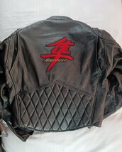 廃番レア KADOYA STEALTH LEATHER JACKET CUSTOM カドヤ ステルスライダースレザージャケット改 サイズM 『隼』刺繍ワッペン_画像5