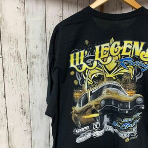 GILDAN レーシングTee ビッグロゴ　バックプリント　レーシングカー　古着　2XL オーバーサイズ