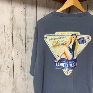 Schott バックプリント　ピンナップガール　ミリタリー　アメカジ　2XL 古着　バイカー　ストリート