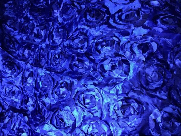 バラの花びら立体刺繍ファブリック【ロイヤルブルー】 1m