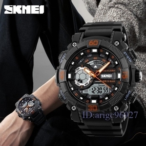 F353★メンズ スポーツウォッチ SKMEI ファッション アウトドア 電子 デジタル腕時計 50m 防水　レロジオ