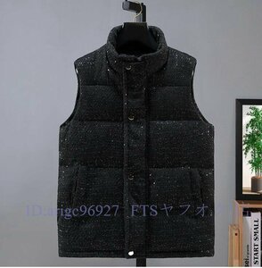 A7208新品 ベスト 秋冬服 中綿ベスト カジュアル チョッキ 綿入り ジャケット 前開き カジュアル 防寒アウター ブラック M~4XL