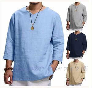 A7705* T-shirt long sleeve T shirt tops plain cotton flax shirt casual sweat sport wear easy spring summer thin ... ventilation 