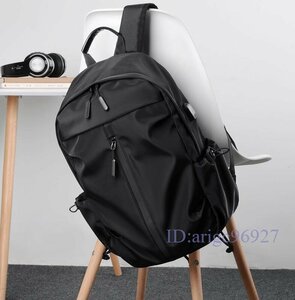 Q626☆新品ビジネスリュック メンズバッグ バッグ 大容量 軽量 撥水 収納 多機能アウトドア リュックサック USB充電 黒