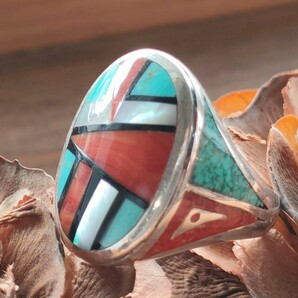 インディアンジュエリー◎ SILVER 925 指輪 リング シルバーリング 18.5号 ⑩ 検索■ズニ族の画像1