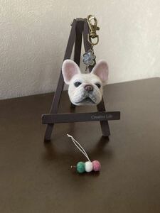 フレンチブルドッグ　犬　羊毛フェルト ハンドメイド キーホルダー 