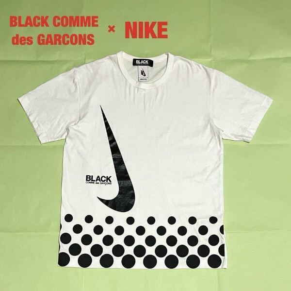 【希少】BLACK COMME des GARCONS×NIKE　コラボTシャツ　コムデギャルソン　ナイキ　スウッシュ　ドット柄　ブランドロゴ　1R-T101 