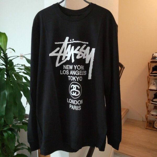 ロンT　黒　XL　ワールドツアー　STUSSY