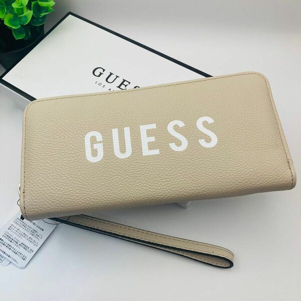 新品　GUESS ゲス　長財布　ラウンドファスナー　グレー　