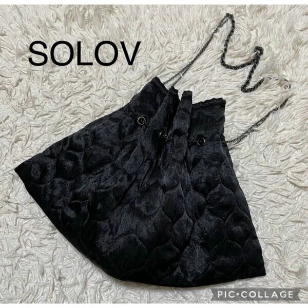 SOLOV ソロヴ キルティングチェーンバッグ ブラック