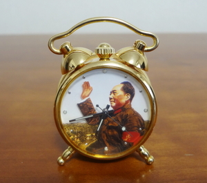 【美品：完動品】希少なGold colour シャンハイタン 上海灘 置き時計 手巻き式 17 JEWELS Clock クロック Shanghai Tang Mao Zedong 毛沢東