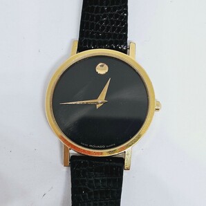 MOVADO モバード クォーツ QZ ミュージアム 黒文字盤 ラウンド 腕時計 ミュージアム ゴールドカラー 稼働品 の画像1