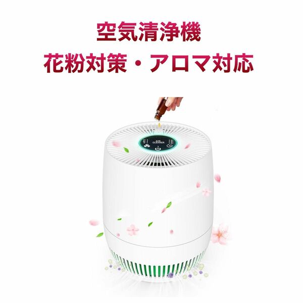 空気清浄機 花粉対策 アロマ対応 卓上 静音 ペット PM2.5対応 除菌 小型 ホワイト