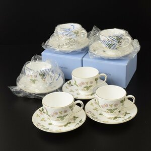 ◎501565 美品 WEDGWOOD ウェッジウッド ワイルドストロベリー コーヒー カップ&ソーサー 6客 3客未使用品（2客箱入）