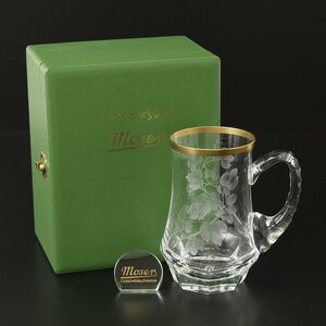 *494184 beautiful goods giraffe collectors glass Moser 1985 year Mauser jug Via mug gold . crystal in box 