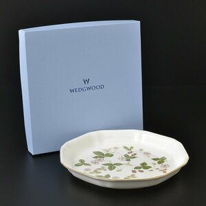 ◎460503 【SALE♪】 未使用品 WEDGWOOD ウェッジウッド ワイルドストロベリー オクタゴナルディッシュ 八角 24cm 箱入