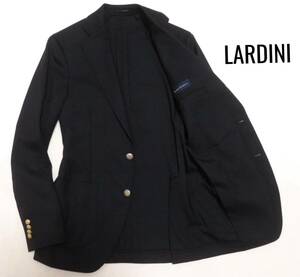 美品 イタリア製 LARDINI TessutoEsclusivo ラルディーニ テーラードジャケット アンコン仕立て 金ボタン紺ブレザー 紳士 オールシーズン