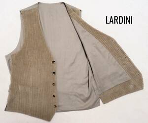 美品 イタリア製 LARDINI ラルディーニ コーデュロイベスト メンズ ジレ 紳士 48REG ベージュ 秋冬春向き