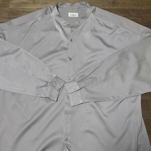 ◎【ユウ×JUNRed】ワイドスリーブグロスバンドカラーシャツ shirt ビッグシルエット オーバーサイズ