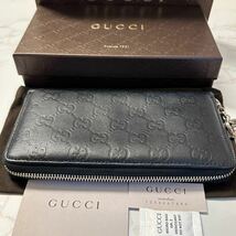 グッチ　GUCCI 財布　長財布　シマレザー　GG金具 ラウンドファスナー　メンズ_画像7