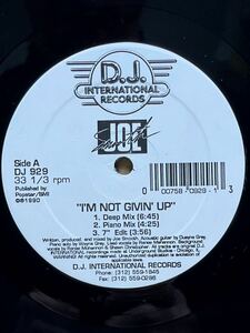 Joe Smooth - I'm Not Givin' Up / One Moment In Love ,D.J. International Records - DJ 929 ,Vinyl ,12 ,33 1/3 RPM ,Stereo ,US 1990