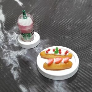 【ミニチュア】フルーツパン&スタバラズベリードリンク風蓋付きセット