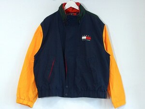 TOMMY HILFIGER トミーヒルフィガー マウンテン　ブルゾン　ジャケット　フード収納　コットン メンズ ・L ネイビー/イエロー