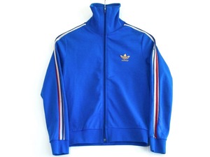 adidas アディダス 80ｓ　トレフォイル　仏製 トリコロール　トラックジャージ　レディース　ポリエステル ブルー