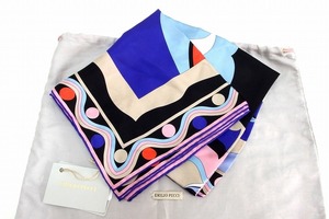 EMILIO PUCCI Emilio Pucci [ tag attaching ] silk scarf 90×90cm 9RGB52 purple series 