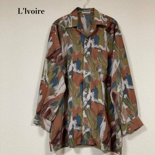 激レア 古着 90s L'lvoire ビンテージ 柄シャツ レトロ L