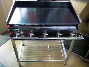 AKS business use gas type teppanyaki vessel / griddle AK-2 ( pcs attaching ) width 760x depth 460x height 820mm [ propane gas ]