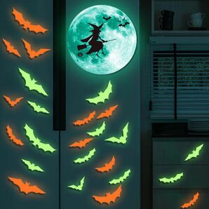 蓄光 ステッカー ハロウィン壁ステッカー ハロウィン 飾り ルミナスウォールステッカー 暗い壁 家の装飾 月 魔女