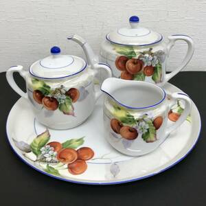 N255 オールドノリタケ NORITAKE ノリタケ 陶器 洋食器 ティーポット シュガーポット クリーマー トレー 平皿 さくらんぼ柄 ヤジロベー印