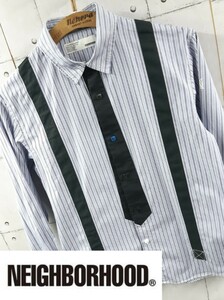 NEIGHBORHOOD TIE SUS STRIPE C-SHIRT LS ネイバーフッド フェイク ネクタイ サスペンダー ストライプ シャツ 刺繍