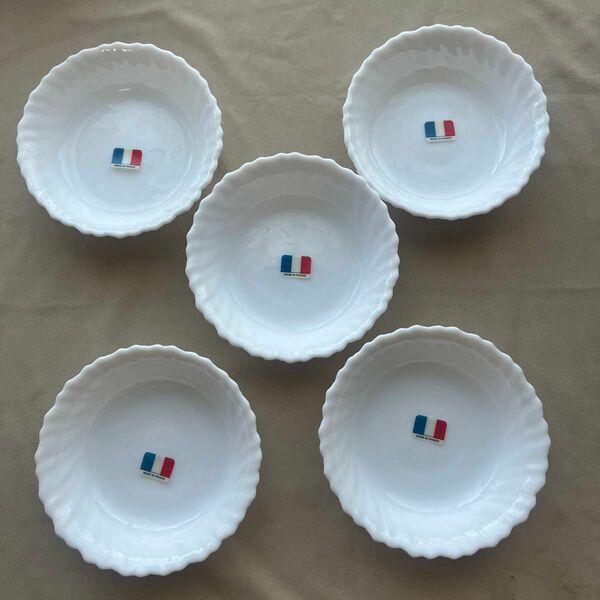 フランス製　ル・ブラン小皿　アルコパル 白い皿 小鉢　5枚セット　arcopal 白いお皿