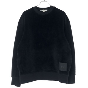 Y-3 ワイスリー U SQUARE VELVET SPACER CREW SWEATSHIRT ベロアクルーネックスウェットトレーナー ブラック XS ITM9Y1L4W26G