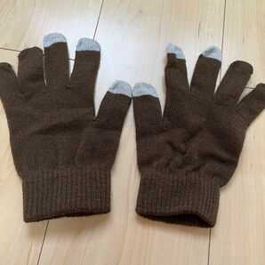 茶色の手袋　防寒