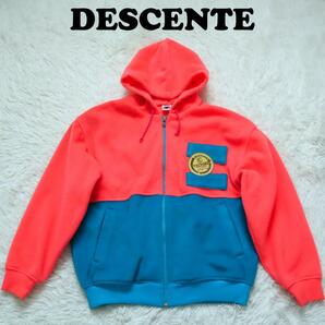 DESCENTE デサント フリース ブルゾン パーカー ジャケット バイカラー ヴィンテージ ピンク ブルーの画像1