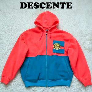 DESCENTE デサント フリース ブルゾン パーカー ジャケット バイカラー ヴィンテージ ピンク ブルー