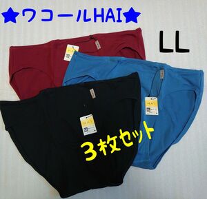 ★ワコールHAI★綿混　前閉じ　ビキニパンツ　LLサイズ　３枚セット