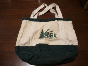 中古 廃番 90's USA製 VINTAGE REI アールイーアイ　トートバッグ tote bag アウトドア　エコバッグ　キャンバスバッグ　アメリカ製